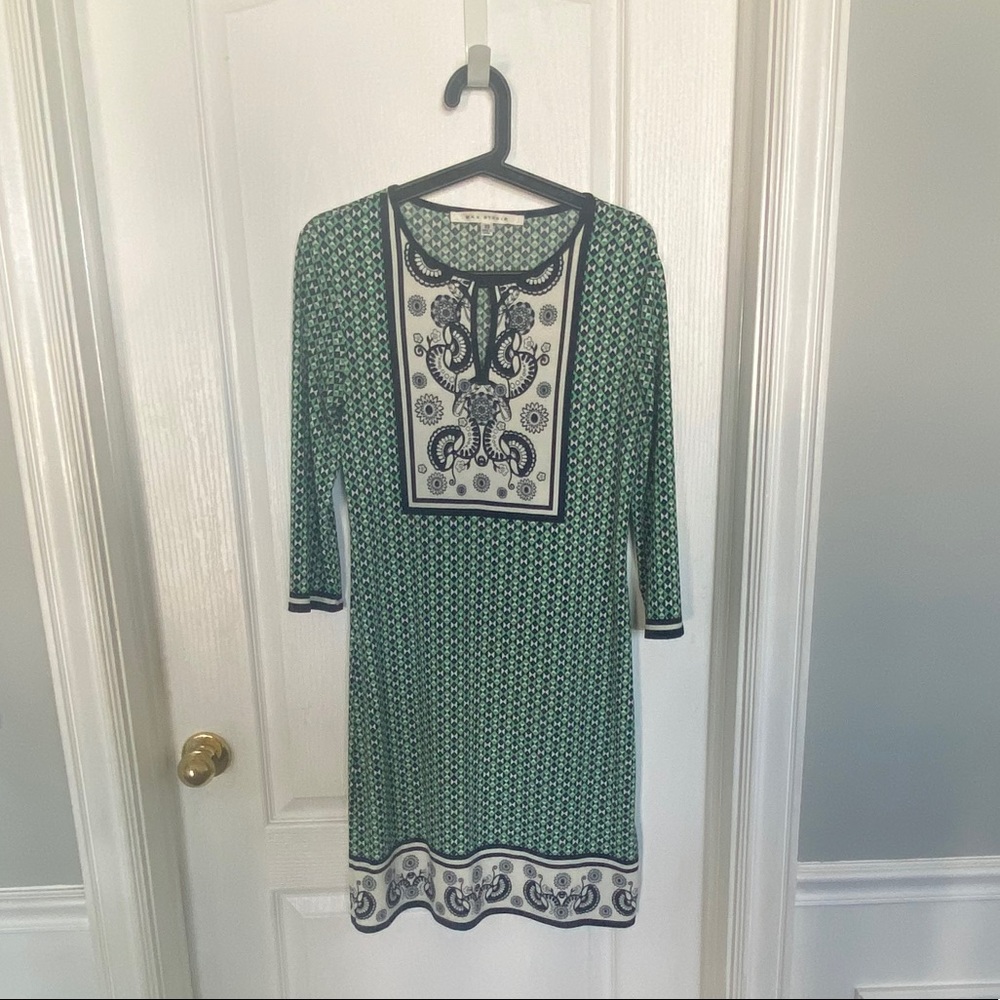 Max Studio knee-length green calico dress